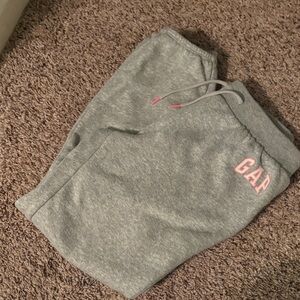 GAP Heather Gray Joggers with Pink Logo